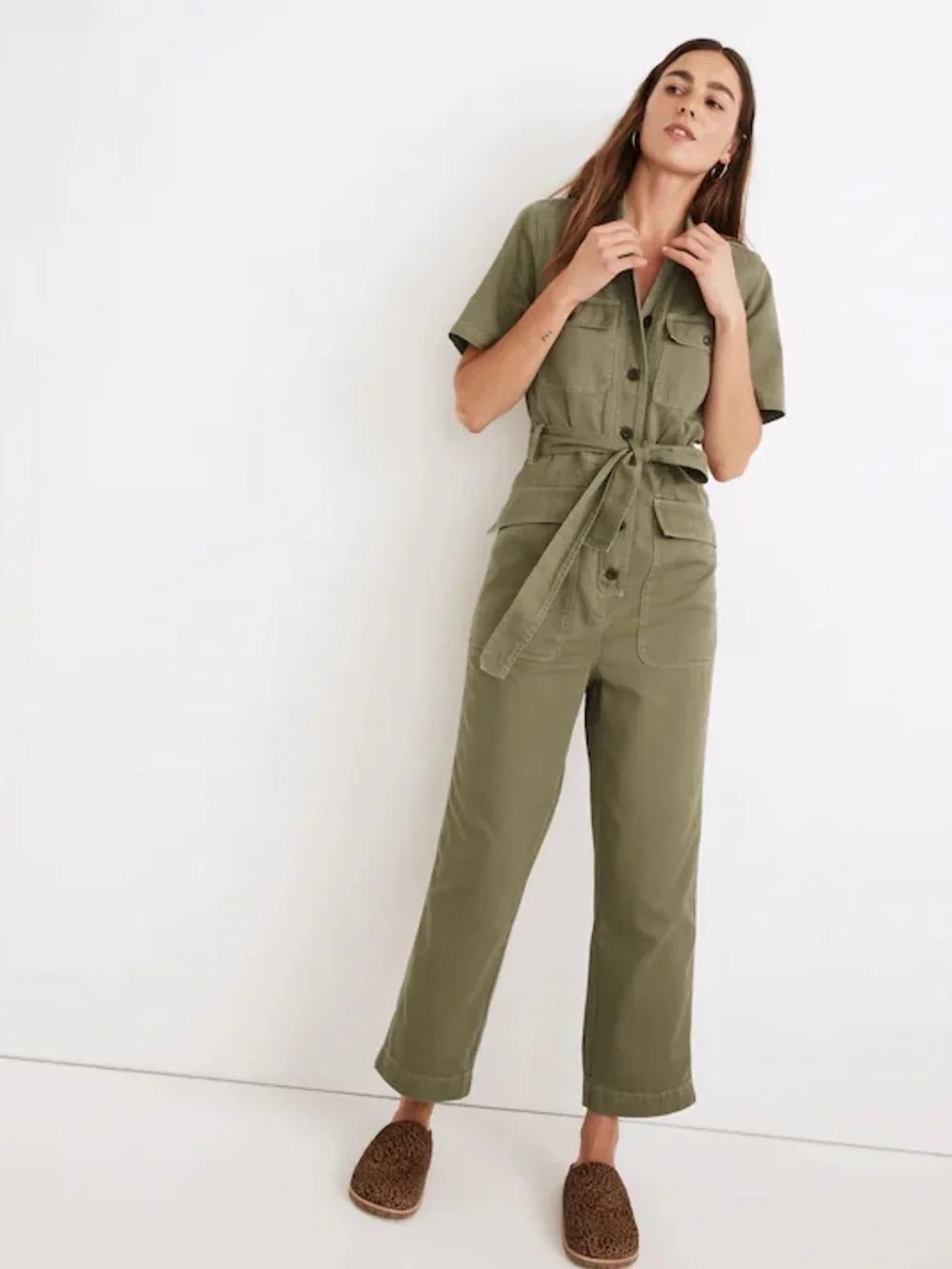 Madewell Olive Green Utility Belted Jumpsuit